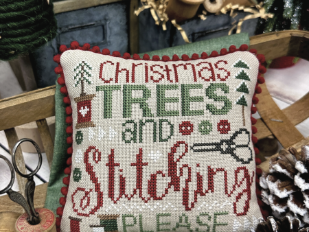 Christmas Trees and Stitching Please - Primrose Cottage Stitches - Cross Stitch Pattern For Discount