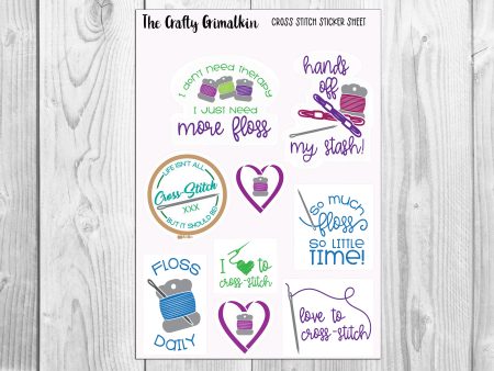 Cross Stitch Sticker Sheet for Journals, Scrapbooks or Planners Online now