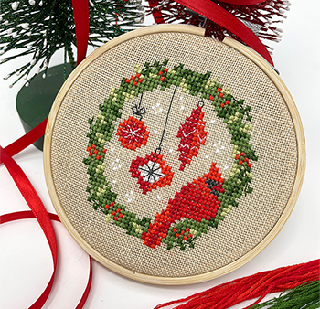 Cardinal Wreath - Tiny Modernist - Cross Stitch Pattern Fashion