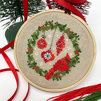 Cardinal Wreath - Tiny Modernist - Cross Stitch Pattern Fashion