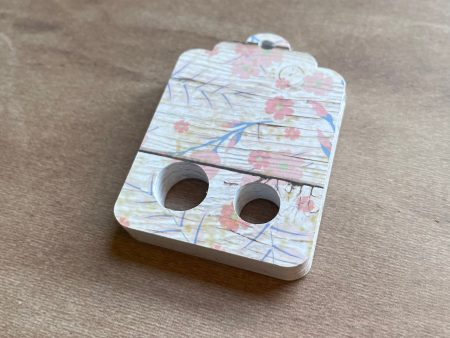 Floss Keepers Tags Drops - Vintage Wood with Pink and Blue Flowers For Discount