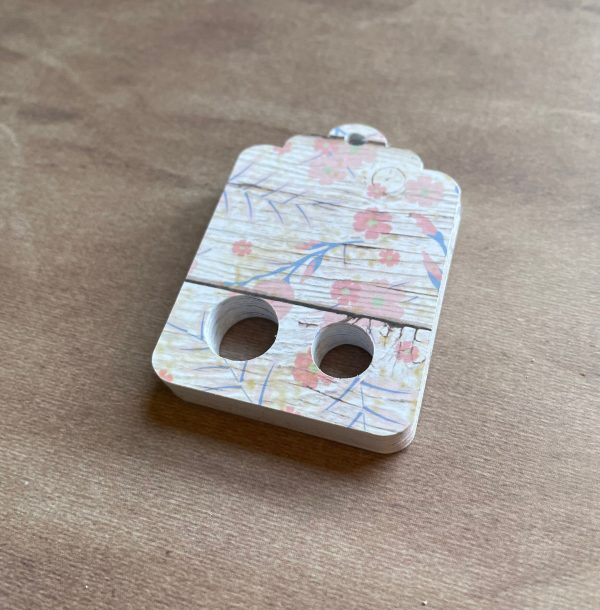 Floss Keepers Tags Drops - Vintage Wood with Pink and Blue Flowers For Discount