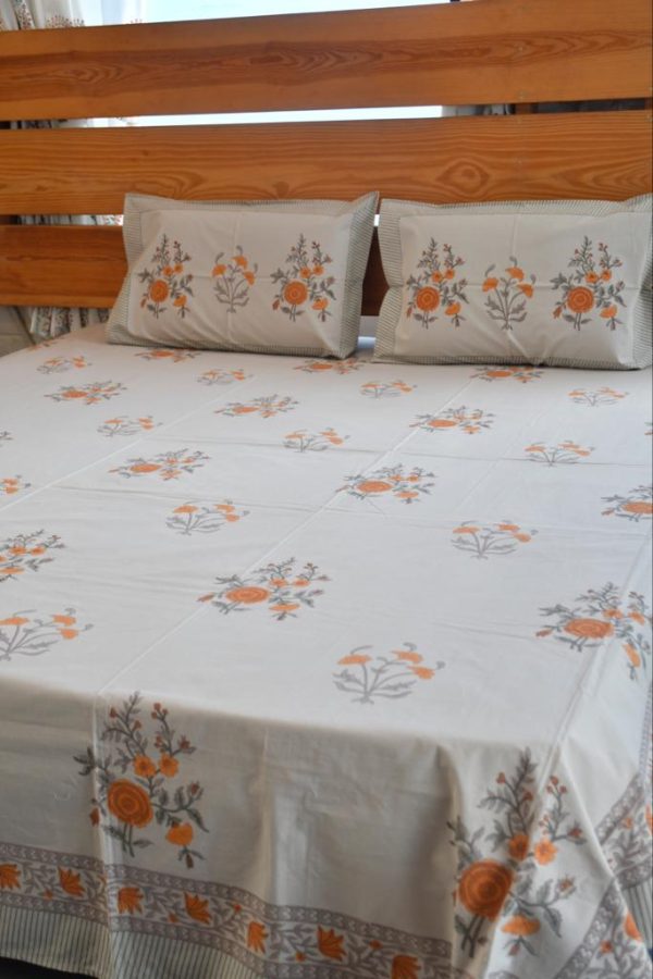 Gul Kesari Bedsheet Beige Collection Sale