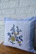 Royal blue with marigold waffle cotton HandBlock cushion cover on Sale