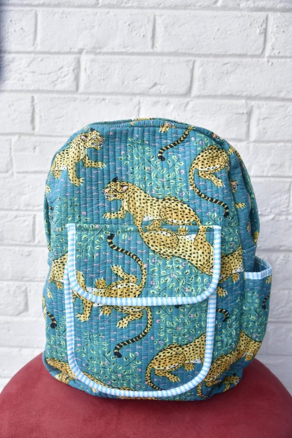 Leopard Print Blue Backpack Fashion