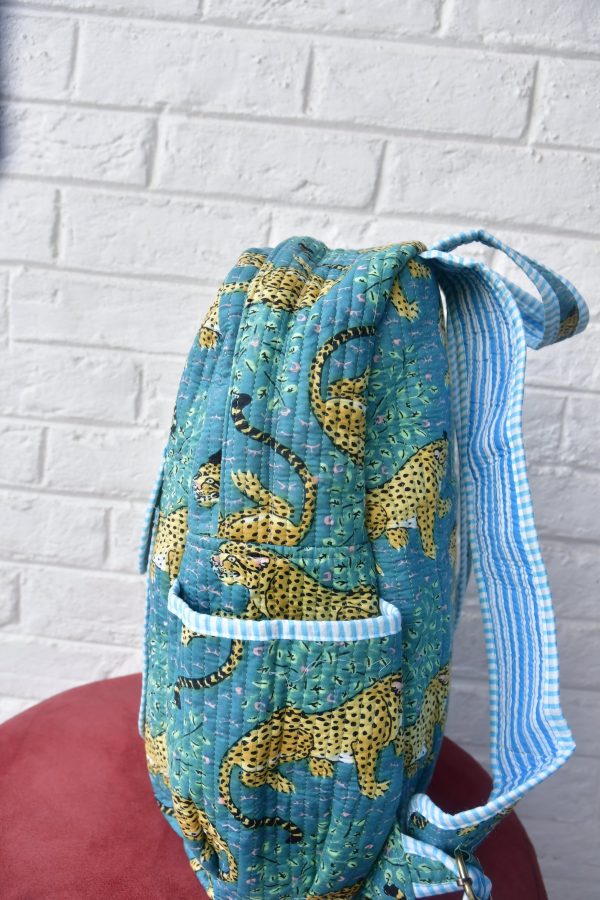 Leopard Print Blue Backpack Fashion