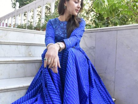 Royal Blue Lehariya Anarkali Online