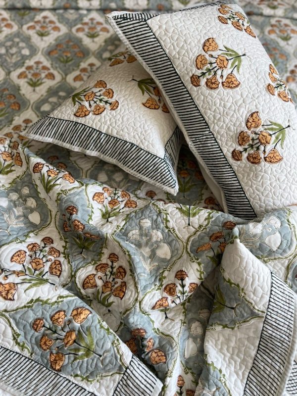 Saffron Blooms Quilted Bedcover : Sunshine Dreams Online now