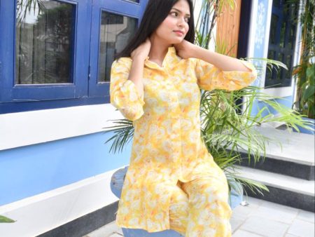 Yellow n White Floral Co-ord set : Playful and Breezy Hot on Sale