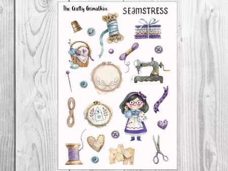 Seamstress Large Sticker Sheet for Journals, Scrapbooks or Planners Discount