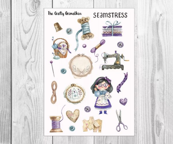 Seamstress Large Sticker Sheet for Journals, Scrapbooks or Planners Discount