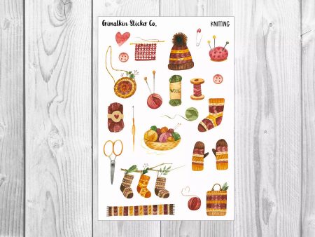 Vintage Knitting Large Sticker Sheet for Journals, Scrapbooks or Planners Discount