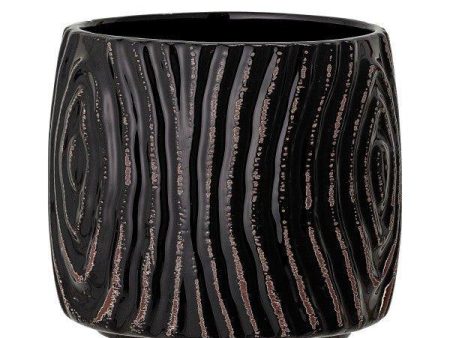 Hena Black Stoneware Pot by Bloomingville Online Sale