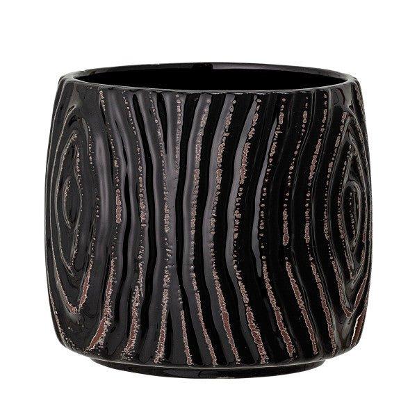 Hena Black Stoneware Pot by Bloomingville Online Sale