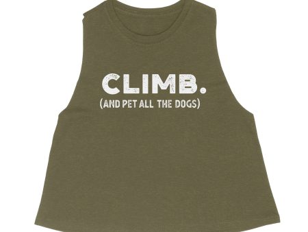 Climb and Pet All the Dogs — Women s Racerback Crop Tank Top Cheap