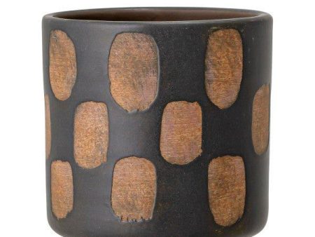 Avo Deco Black Terracotta Check Pot by Bloomingville For Cheap