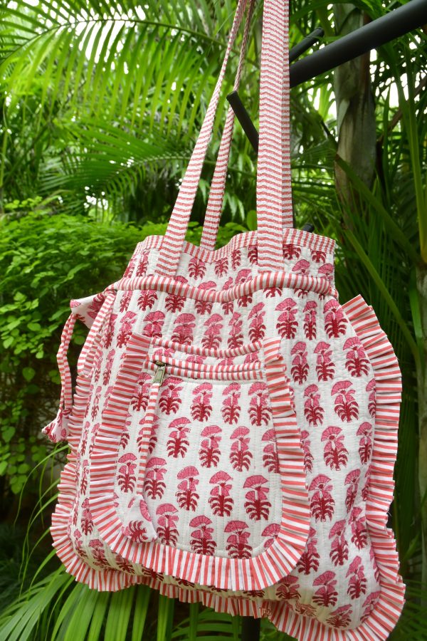 Red and White Potli Tote Bag Online Sale