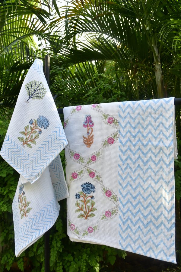 Floral Bliss: Suhani Hand Block Bath & Hand Towel For Discount