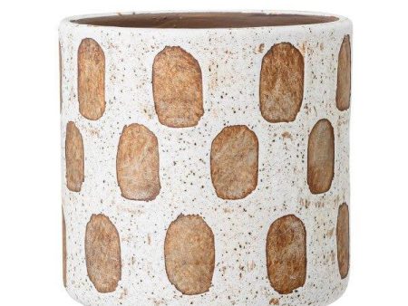 Avo Deco White Terracotta Check Pot by Bloomingville Sale