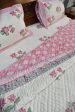 Pink Lotus Handblock Bedding Set Online now