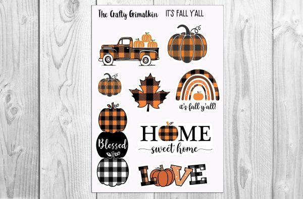 Autumn Plaid Sticker Sheet - It s fall y all for Journals, Scrapbooks or Planners Online now