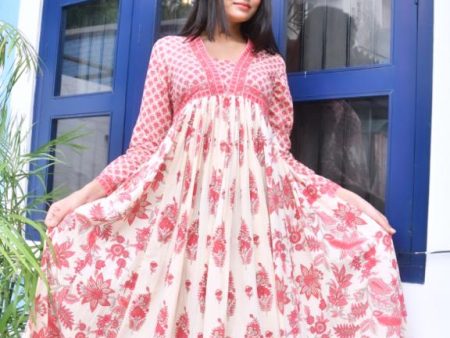 Cream Floral Anarkali Kurta For Cheap