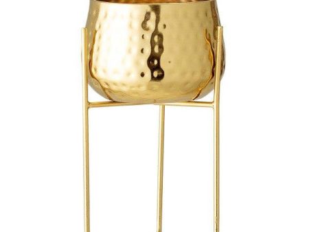 Russell Gold Metal Standing Plant Pot by Bloomingville Online Sale