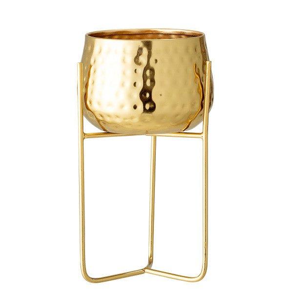 Russell Gold Metal Standing Plant Pot by Bloomingville Online Sale