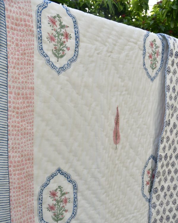 Peach Pink Love In Hexagon Quilt Online Sale