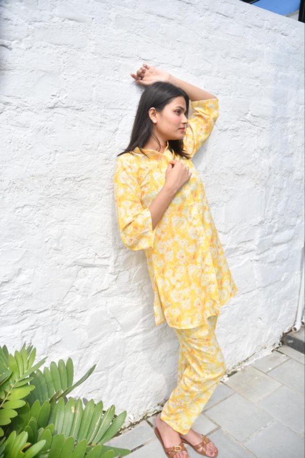 Yellow n White Floral Co-ord set : Playful and Breezy Hot on Sale