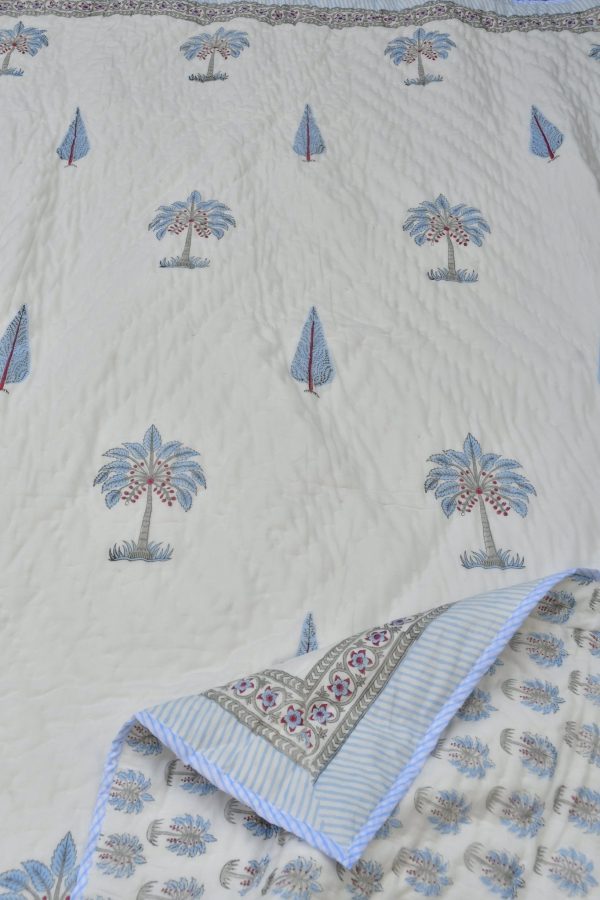 Blue Palm Quilt For Cheap