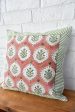 Rust & Green Hand Block Cushion | Earthy Elegance for Your Home (Jaipur, India) For Sale