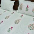 Peach and Pink Floral premium HandBlock Bedsheet Online