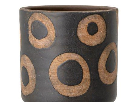 Avo Deco Black Terracotta Circle Pot by Bloomingville Supply