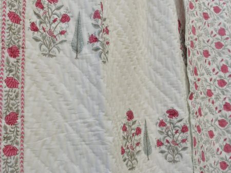 Lovely Pink Buta With Cypress Leaf Double Quilt For Sale