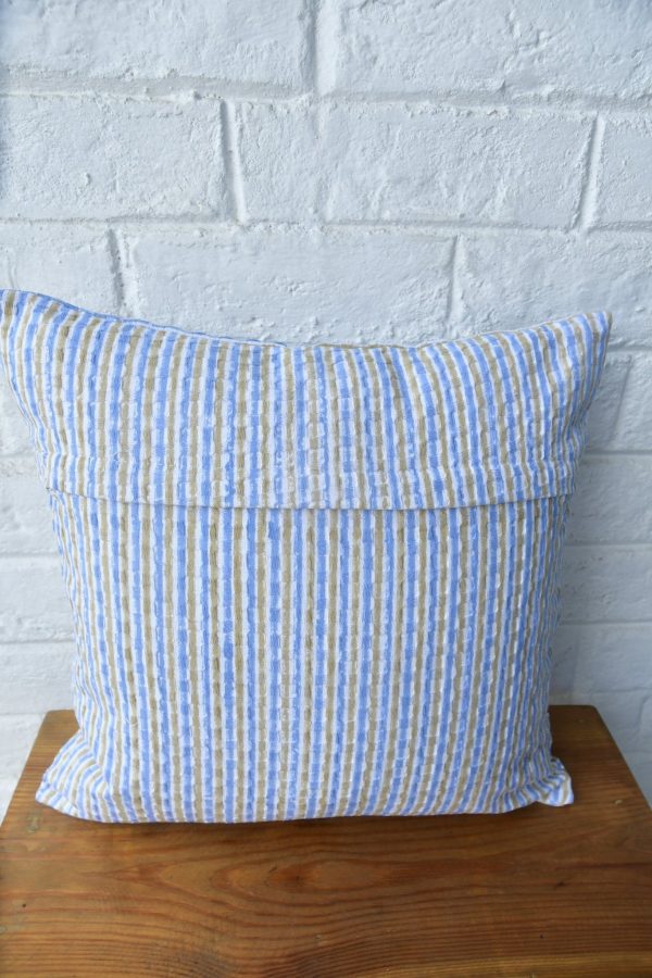 Blue floral stripe waffle cotton  handblock cushion cover Hot on Sale