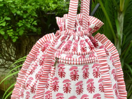 Red and White Potli Tote Bag Online Sale