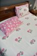 Pink Lotus Handblock Cotton Bedsheet Online Hot Sale