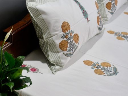 Marigold Bedsheet, Jaipur Print, Premium Cotton - Bring Sunshine to Your Bedroom Online