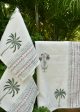 Tropical Oasis: Palm & Flower Hand Block Bath & Hand Towel Set Online Hot Sale