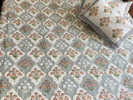 Saffron Blooms Quilted Bedcover : Sunshine Dreams Online now