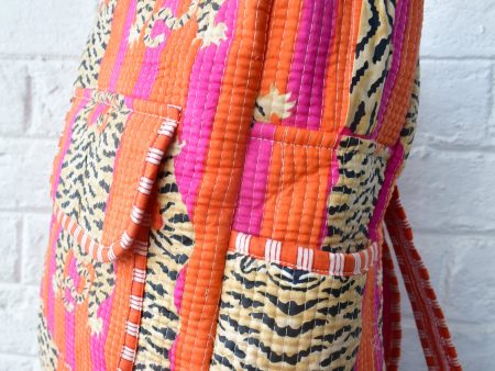 Orange and Pink Tiger Print Backpack Cheap