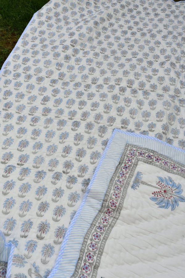 Blue Palm Quilt For Cheap