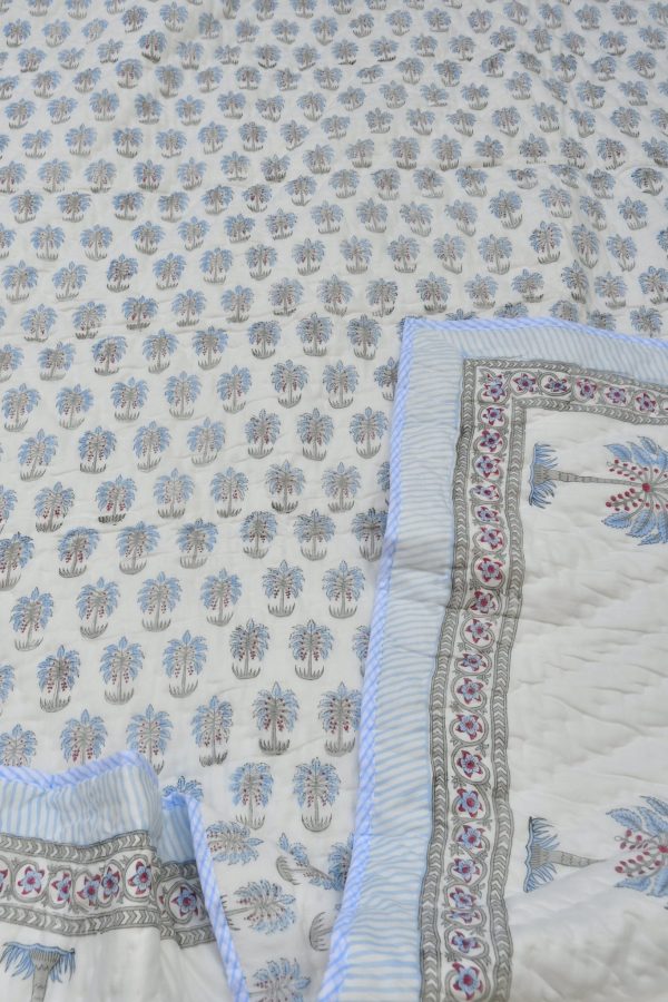 Blue Palm Quilt For Cheap