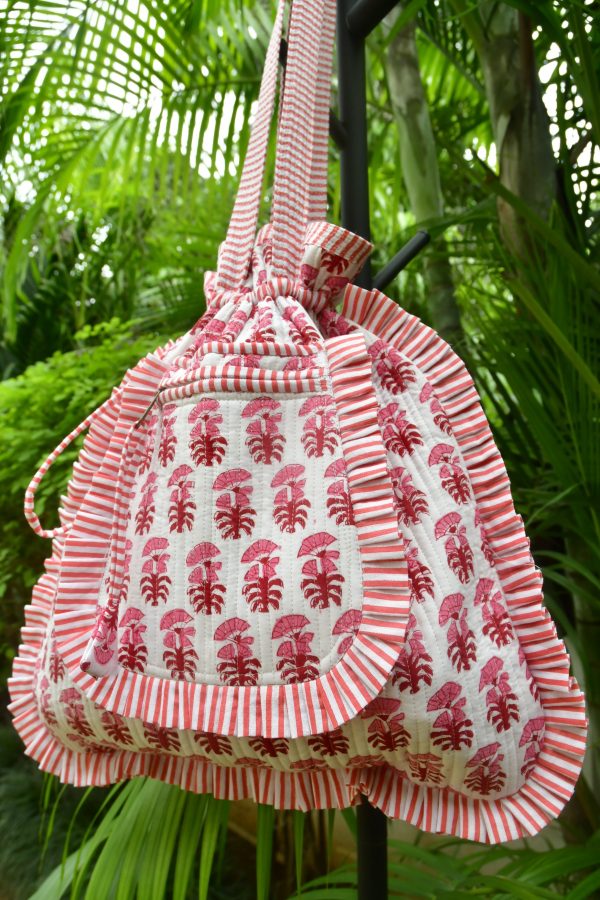 Red and White Potli Tote Bag Online Sale