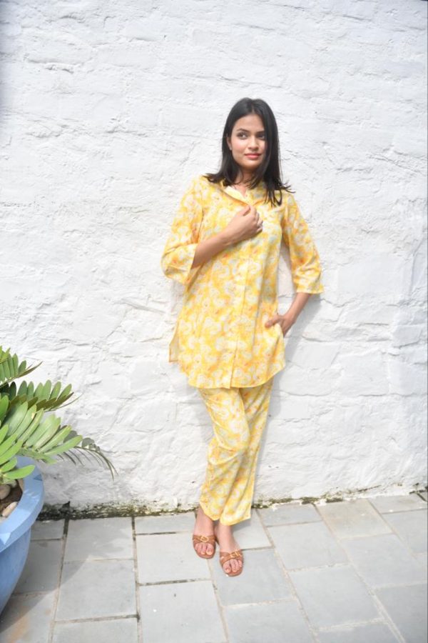 Yellow n White Floral Co-ord set : Playful and Breezy Hot on Sale