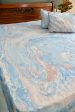 Pink Blue Marble Bedsheet:  Hand Block Print, Jaipur, Premium Cotton For Discount