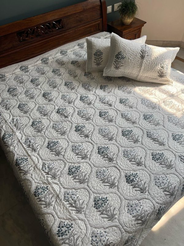 Blue Heaven Quilted Bedcover For Cheap