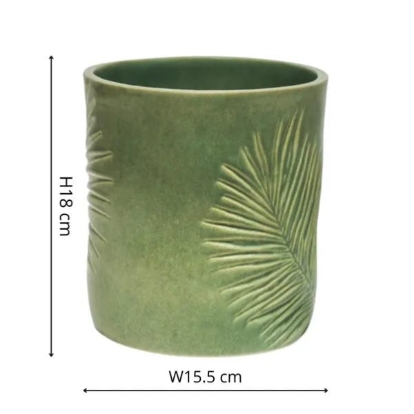 Kew Stoneware Green Sago Palm Planter For Cheap