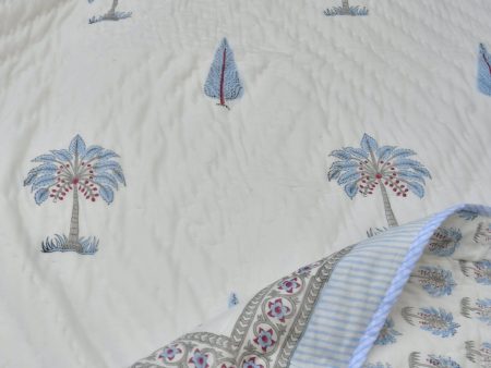 Blue Palm Quilt For Cheap